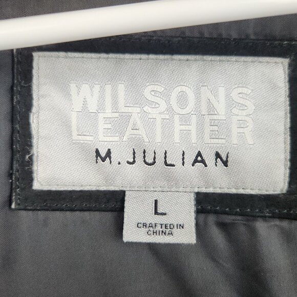 Wilsons Leather M. Julian Suede Leather Coat Faux Fur Hood Trim Mens Large Parka - Picture 3 of 12